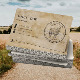 Rustic Lamb Sheep Farm LOGO QR Code Visitkort