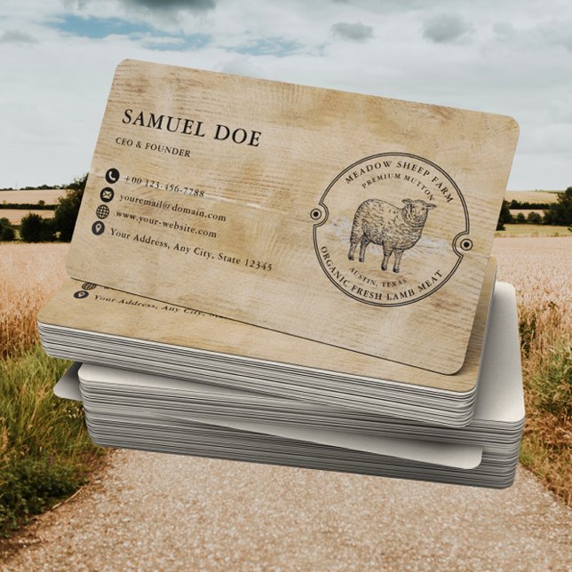 Rustic Lamb Sheep Farm LOGO QR Code  Visitkort (Skapare uppladdad)