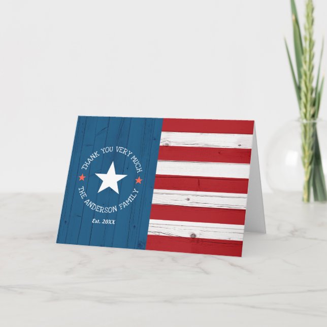 Rustic Land American Flagga Patriotic USA Tack Kort (Framsida)