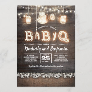 Rustic Land BaByQ Par Baby Shower Inbjudningar