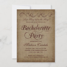 Rustic Land Bachelorette Party-inbjudningar
