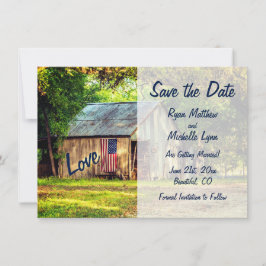 Rustic Land Barn American Flagga Spara datum Inbjudningar