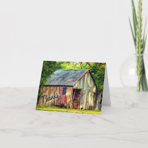 Rustic Land Barn American Flagga, tack Tack Kort