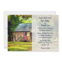 Rustic Land Barn American Flagga Wedding bjudes in