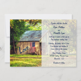 Rustic Land Barn American Flagga Wedding bjudes in Inbjudningar