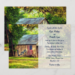 Rustic Land Barn American Flagga Wedding bjudes in Inbjudningar