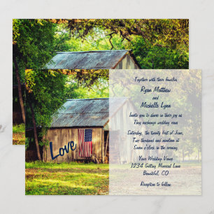 Rustic Land Barn American Flagga Wedding bjudes in Inbjudningar