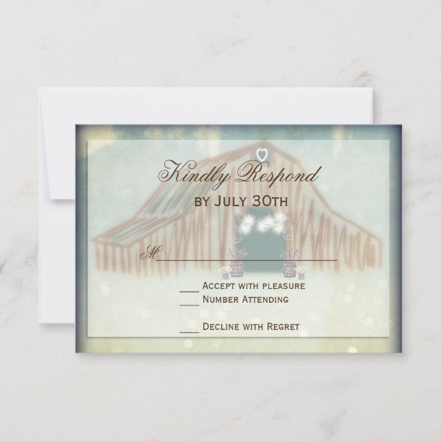 Rustic Land Barn Bröllop OSA Card (Framsida)