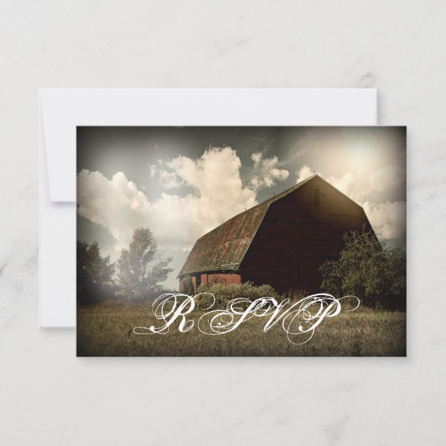 Rustic Land Barn Bröllop OSA Card (Framsida)
