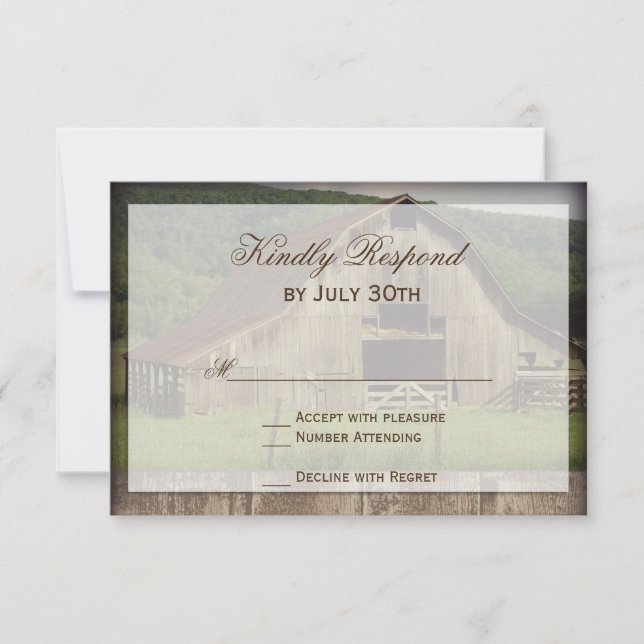 Rustic Land Barn Bröllop OSA Card Kort (Framsida)