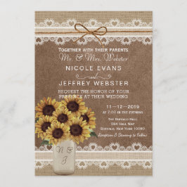 Rustic Land Barn Bröllop Solrosminkkort Inbjudningar