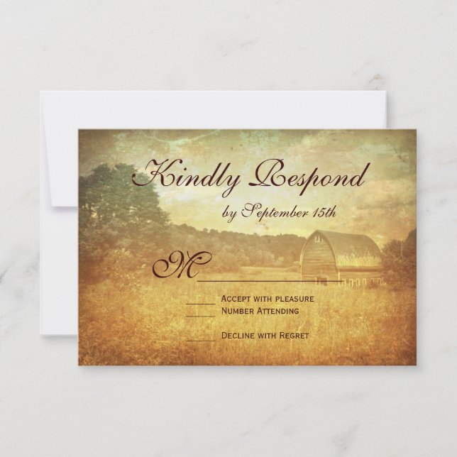 Rustic Land Barn Distress Bröllop OSA Card (Framsida)