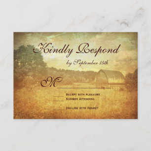 Rustic Land Barn Distress Bröllop OSA Card Kort