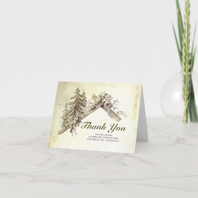 Rustic Land Barn i Skogen Tack Kort (Framsida)