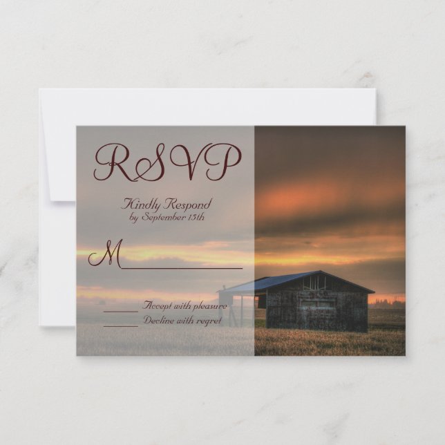 Rustic Land Barn Kärlek Bröllop OSA Cards Kort (Framsida)