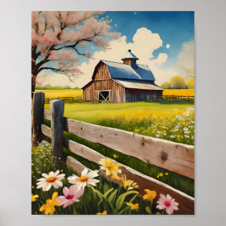 Rustic Land Barn Scene 2 Poster