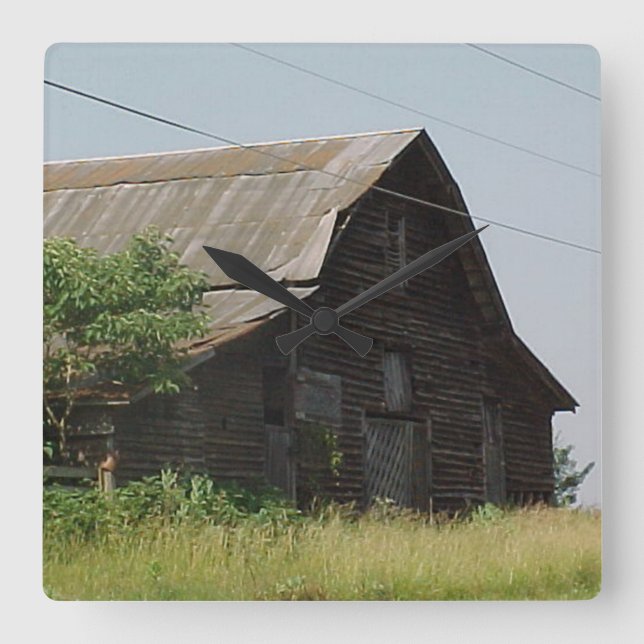 Rustic Land Barn Wall Clock Fyrkantig Klocka (Framsida)