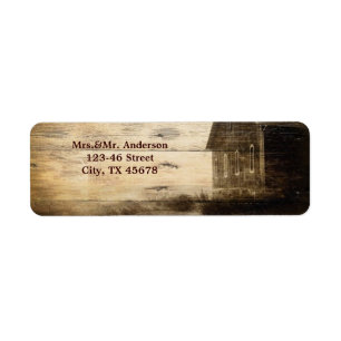 Rustic Land Barn Wood Barn Bröllop Returadress Etikett