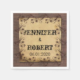 Rustic Land Barn Wood Beauty Bröllop Napkin Pappersservett