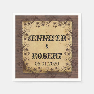 Rustic Land Barn Wood Beauty Bröllop Napkin Pappersservett
