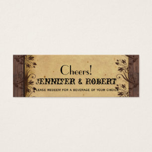 Rustic Land Barn Wood Bröllop Drink Biljett