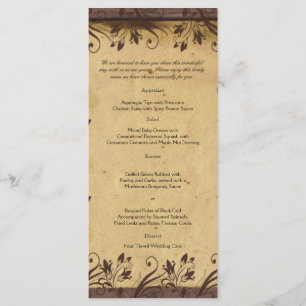 Rustic Land Barn Wood Bröllop Menu Meny