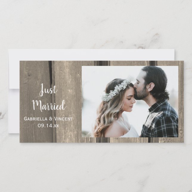Rustic Land Barn Wood Bröllop Ny gifta Meddelande (Framsida)