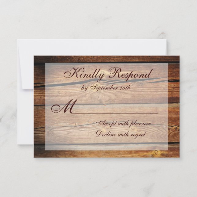 Rustic Land Barn Wood Bröllop OSA Card (Framsida)