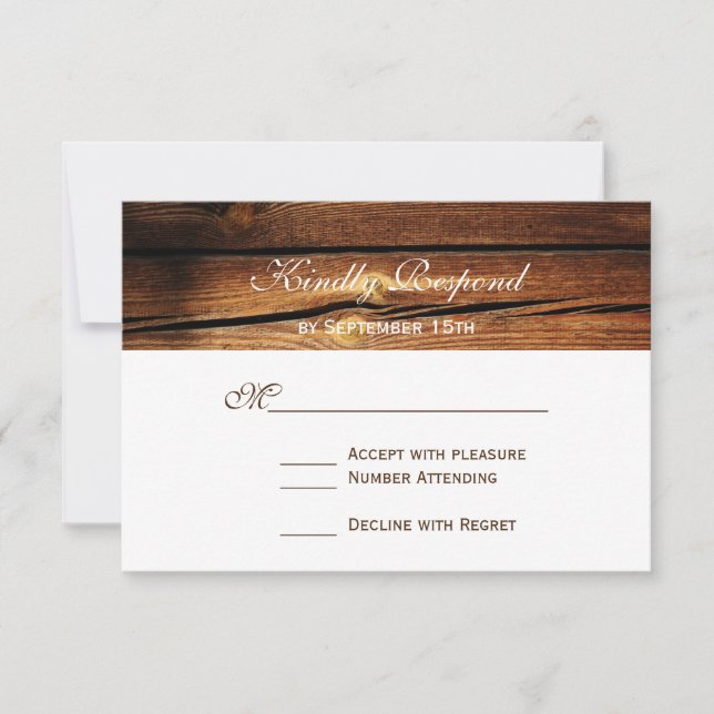 Rustic Land Barn Wood Bröllop OSA Card (Framsida)