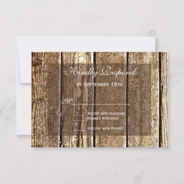 Rustic Land Barn Wood Bröllop OSA Card Kort (Framsida)