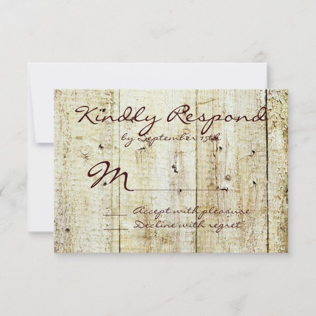 Rustic Land Barn Wood Bröllop OSA Card Kort (Framsida)