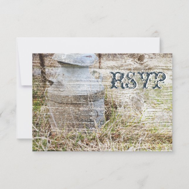 Rustic Land Barn Wood Bröllop OSA Card Kort (Framsida)