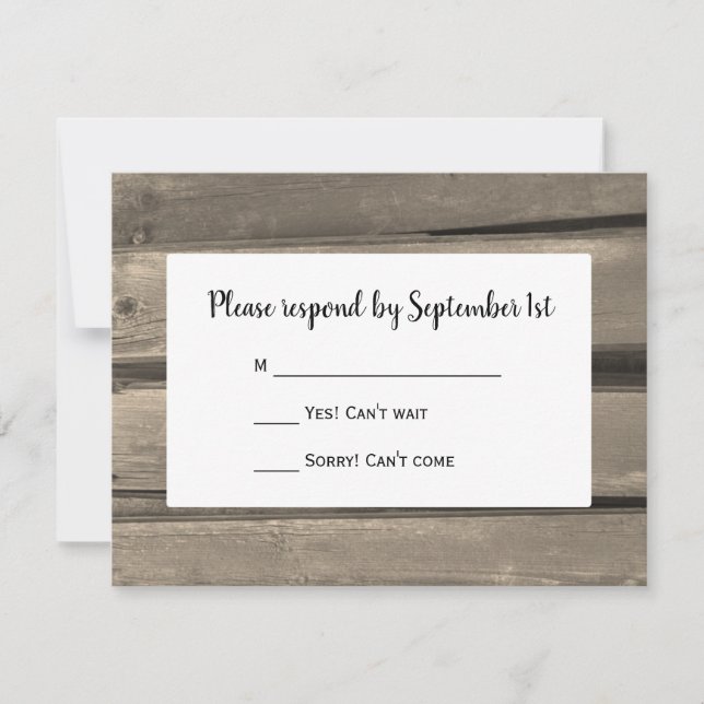 Rustic Land Barn Wood Bröllop OSA Card Kort (Framsida)