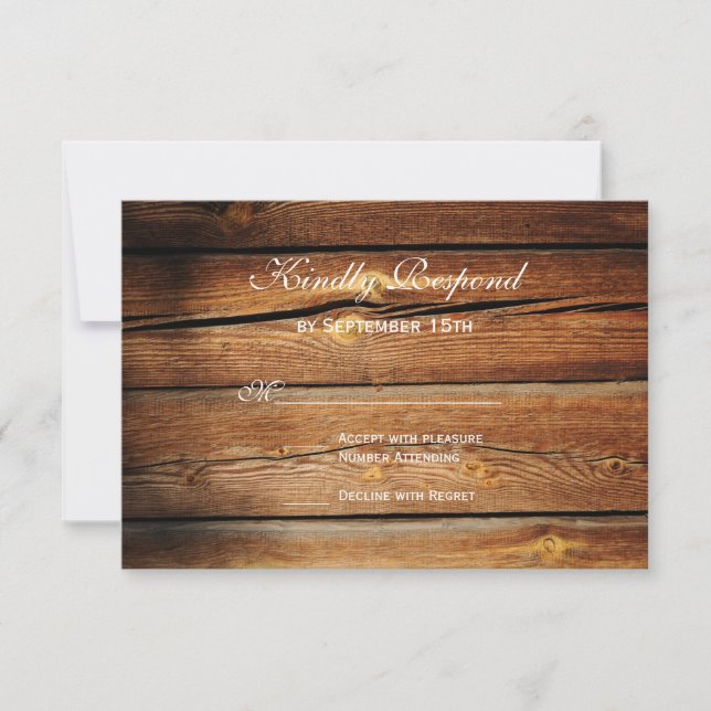 Rustic Land Barn Wood Bröllop OSA Card Kort (Framsida)