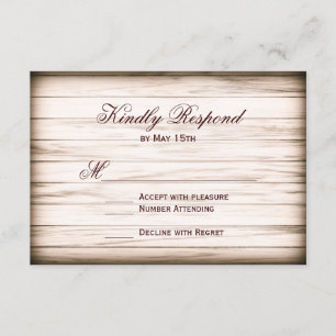 Rustic Land Barn Wood Bröllop OSA Card Kort