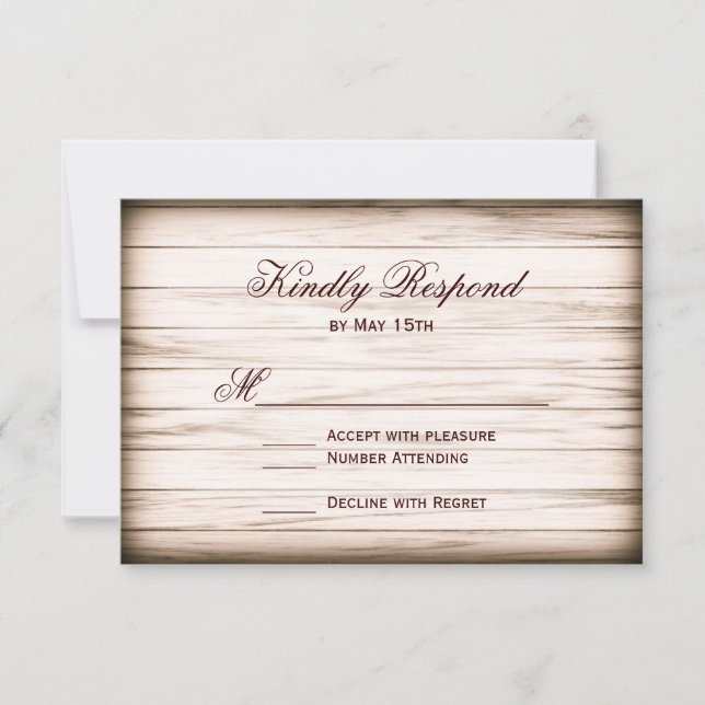 Rustic Land Barn Wood Bröllop OSA Card Kort (Framsida)