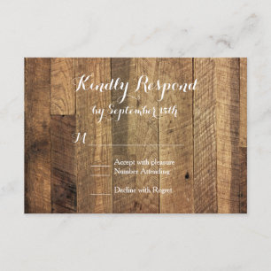 Rustic Land Barn Wood Bröllop OSA Card Kort