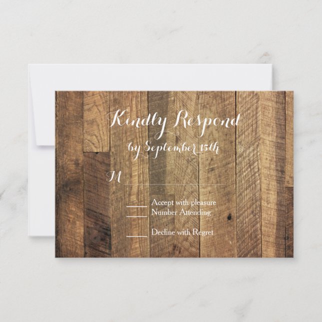 Rustic Land Barn Wood Bröllop OSA Card Kort (Framsida)