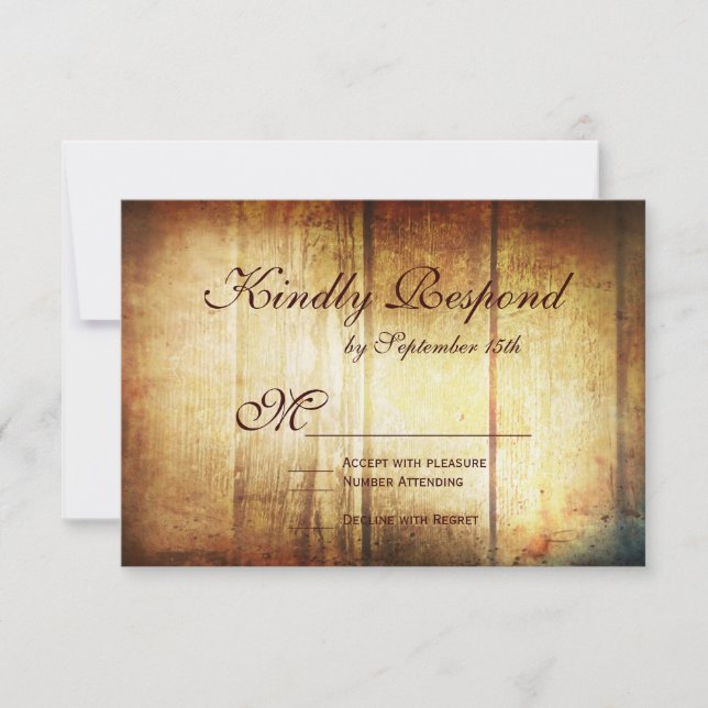 Rustic Land Barn Wood Bröllop OSA Card Kort (Framsida)
