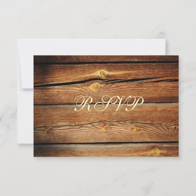 Rustic Land Barn Wood Bröllop OSA Card Kort (Framsida)