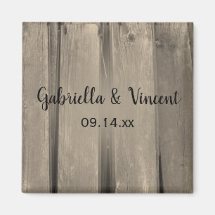 Rustic Land Barn Wood Bröllop spara datum Magnet
