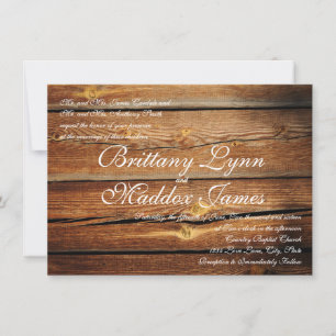 Rustic Land Barn Wood bröllopsinbjudningar Inbjudningar