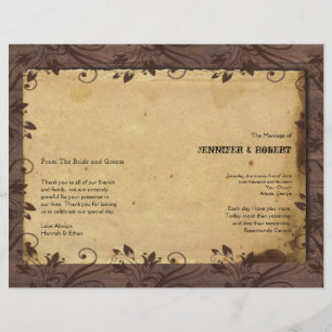 Rustic Land Barn Wood Bröllopsprogram