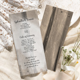 Rustic Land Barn Wood Bröllopsprogram Program