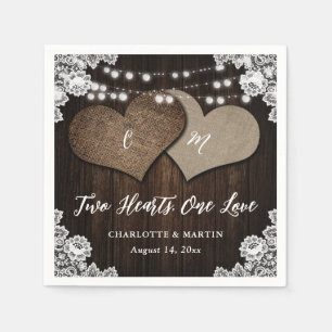 Rustic Land Barn Wood Burlap Snöre Bröllop Pappersservett