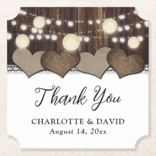 Rustic Land Barn Wood Burlap Snöre Lantern Underlägg Papper