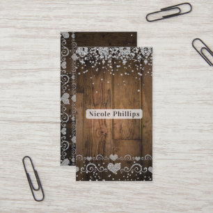 Rustic Land Barn Wood Glam Diamonds Gnistra Visitkort