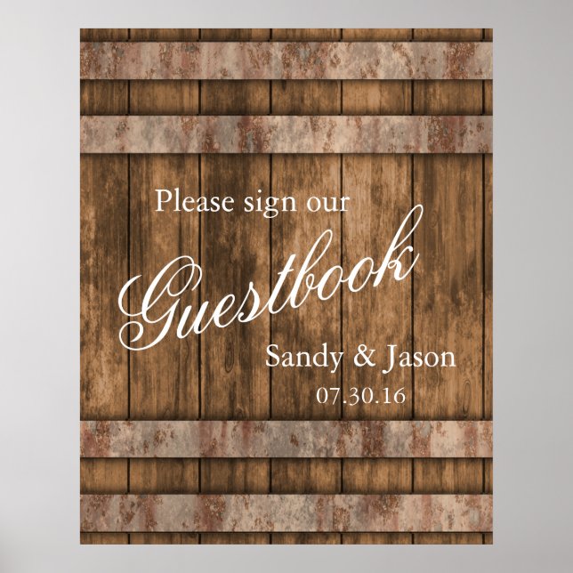Rustic Land Barn Wood Guestbook Poster (Framsidan)