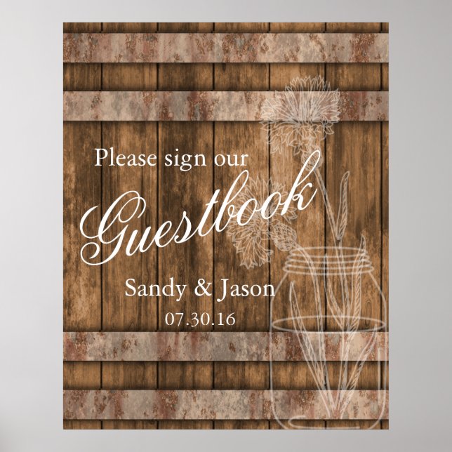 Rustic Land Barn Wood Guestbook Poster (Framsidan)