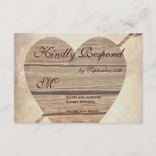 Rustic Land Barn Wood Heart-Bröllop OSA Kort